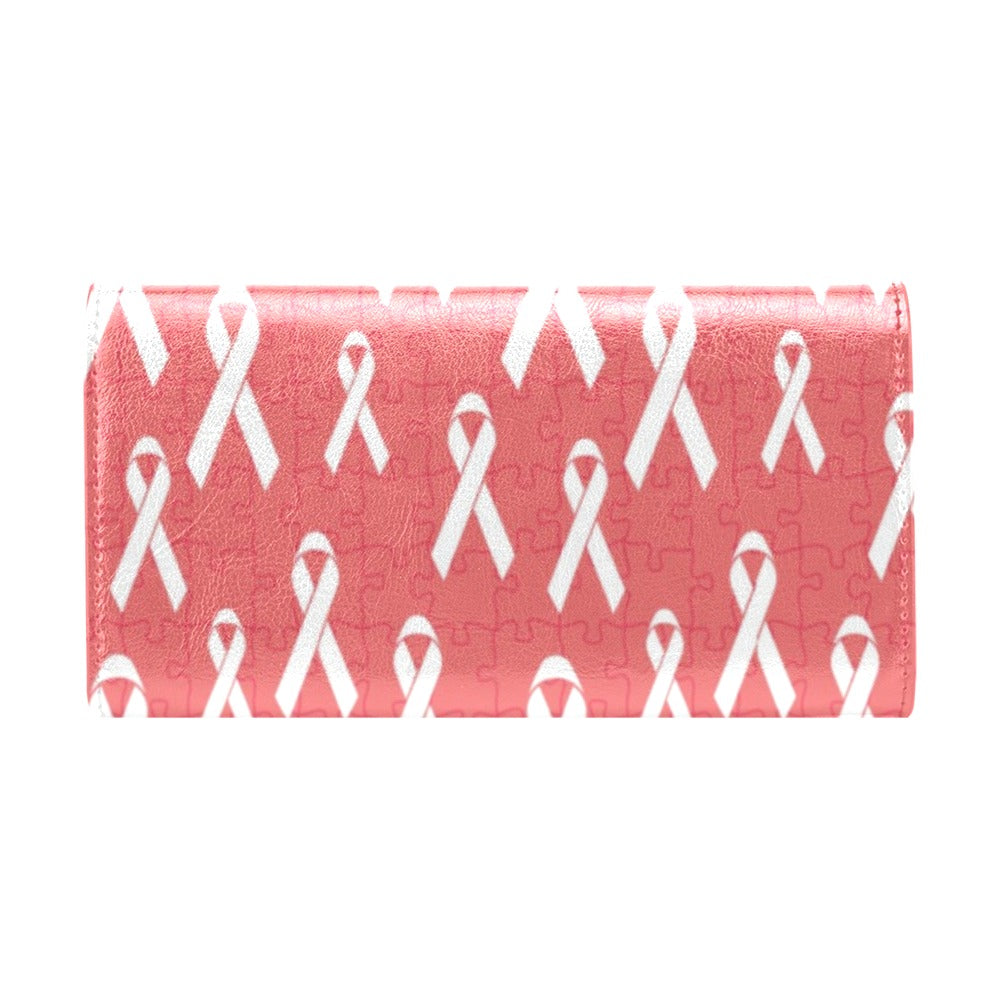 Autism Awareness Ribbon Design Print Women's Trifold Wallet