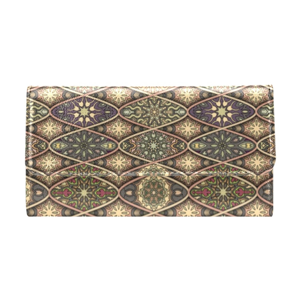 Mandala Motif Themed Design Print Women's Trifold Wallet