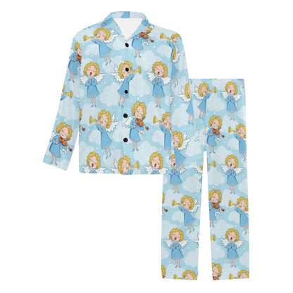 Angel Musician Pattern Print Design 09 Men's Long Pajama Set