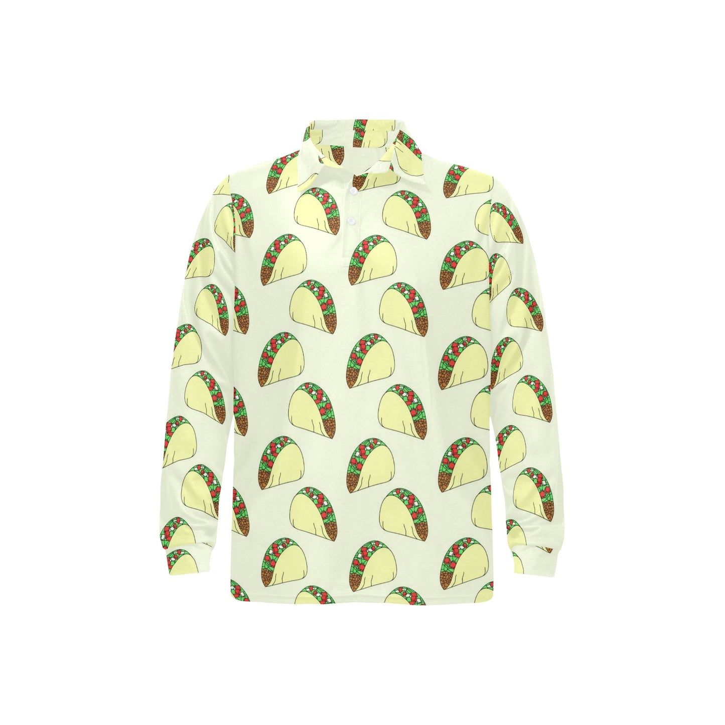 Taco Pattern Print Design TC05 Long Sleeve Polo Shirt For Men's