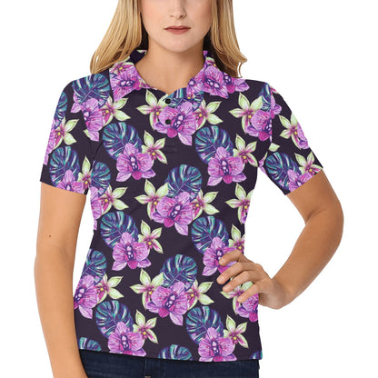 Orchid Pattern Print Design OR010 Women's Polo Shirt