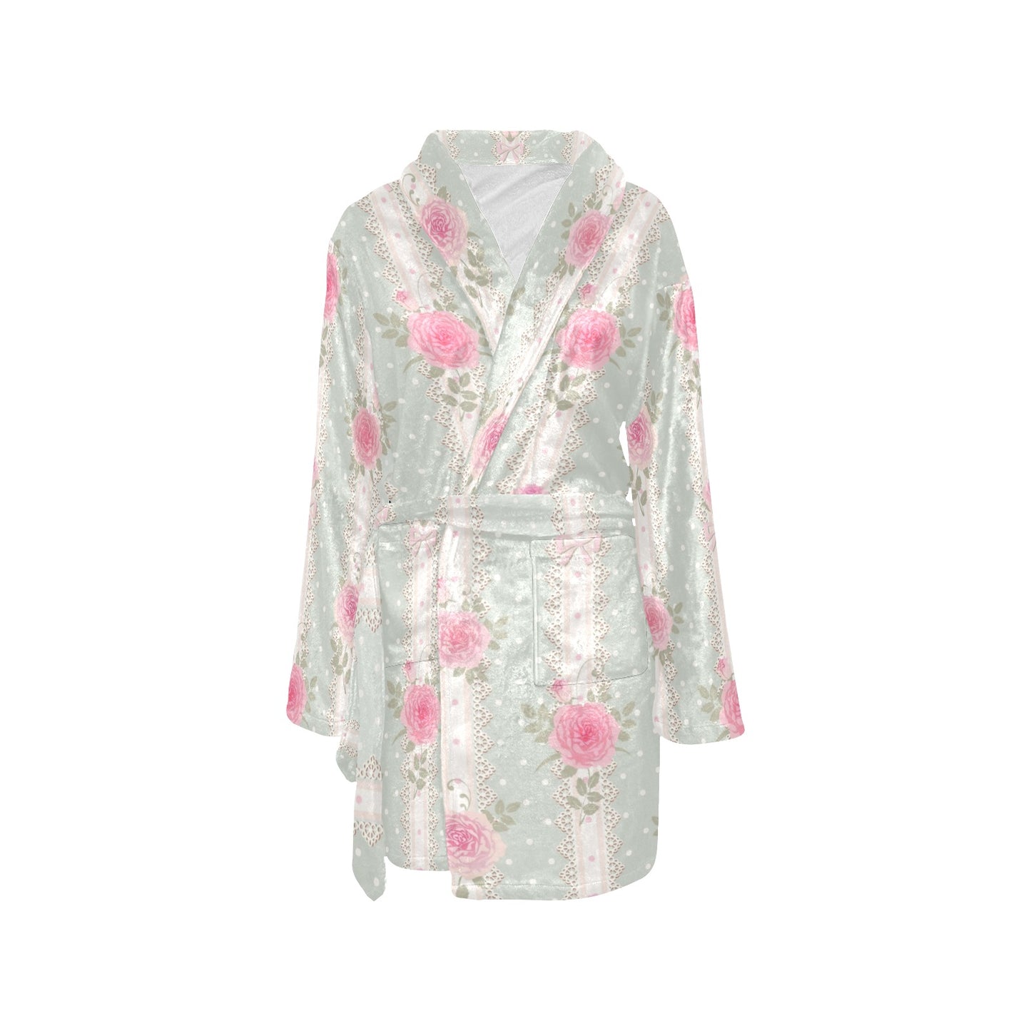 Rose Pattern Print Design RO016 Women's Fleece Robe