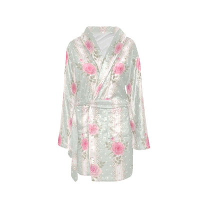 Rose Pattern Print Design RO016 Women's Fleece Robe