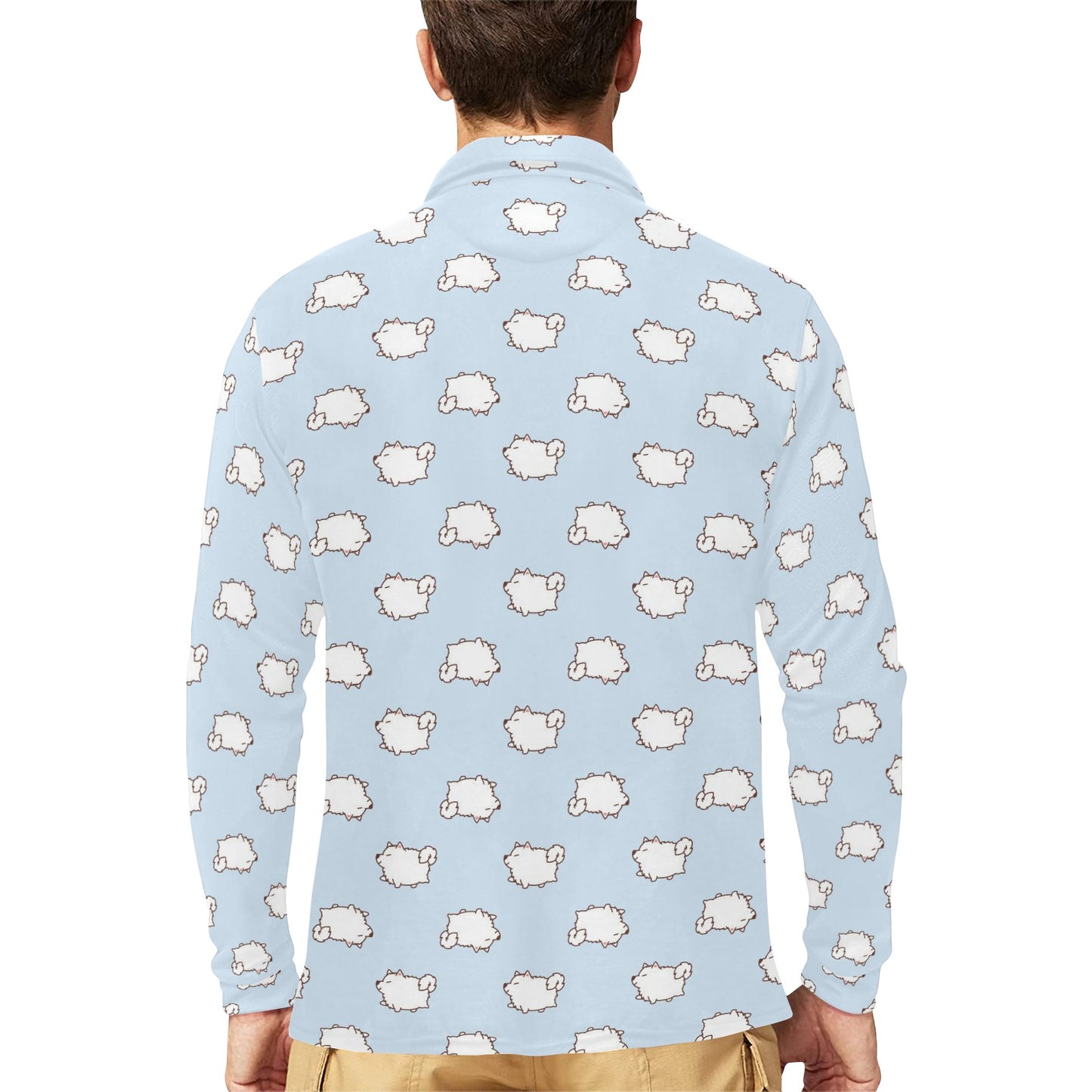 Samoyeds Print Design LKS301 Long Sleeve Polo Shirt For Men's