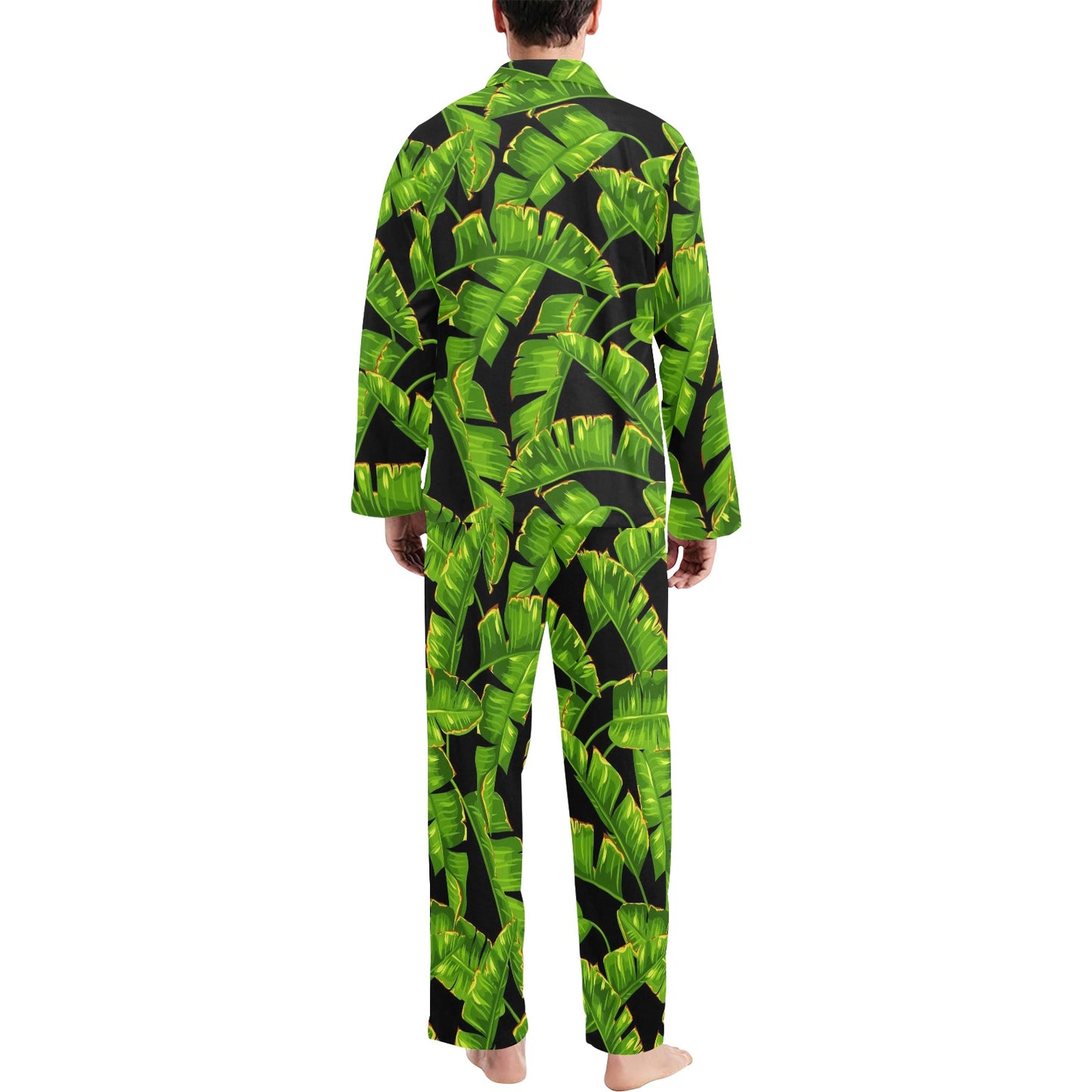 Banana Leaf Pattern Print Design BL06 Men's Long Pajama Set