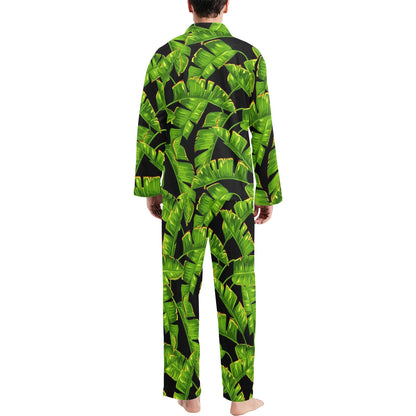 Banana Leaf Pattern Print Design BL06 Men's Long Pajama Set