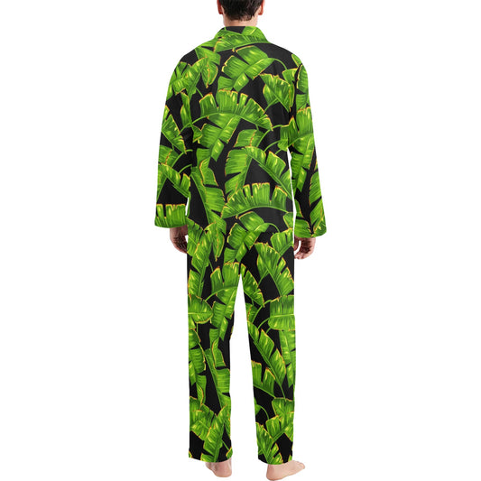 Banana Leaf Pattern Print Design BL06 Men's Long Pajama Set