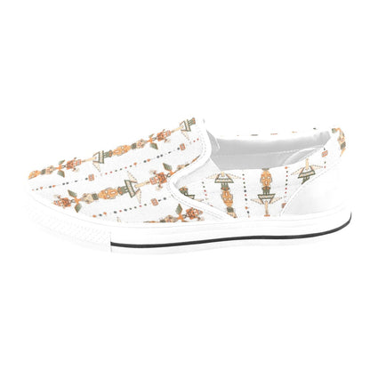 Totem Print Design LKS302 White Slip Ons Canvas Women's Shoes