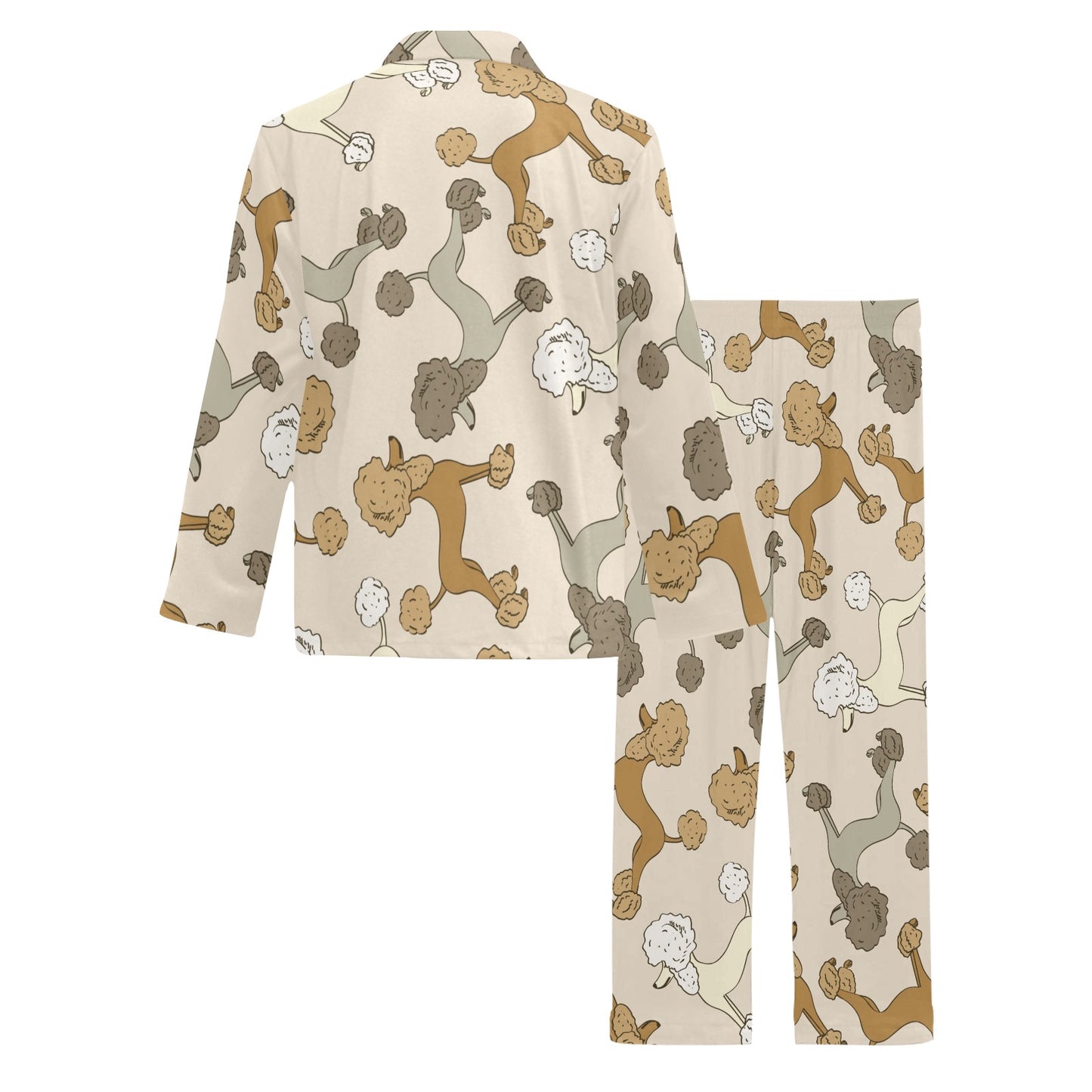 Poodle Pattern Print Design A01 Men's Long Pajama Set