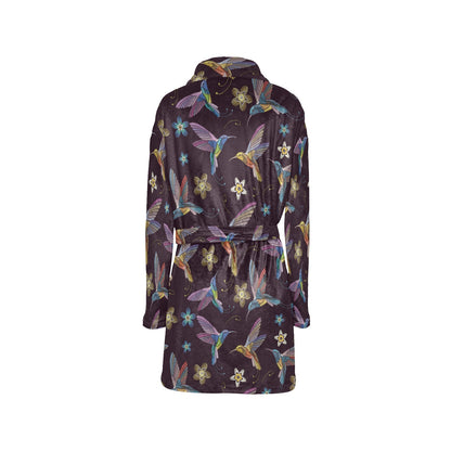 Hummingbird Pattern Print Design 04 Women's Fleece Robe