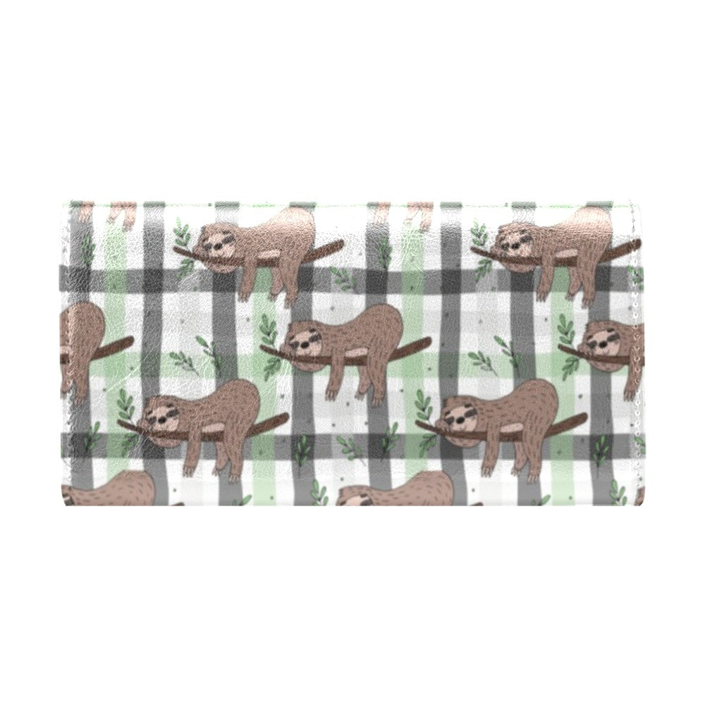 Sloth Print Design LKS301 Women's Trifold Wallet