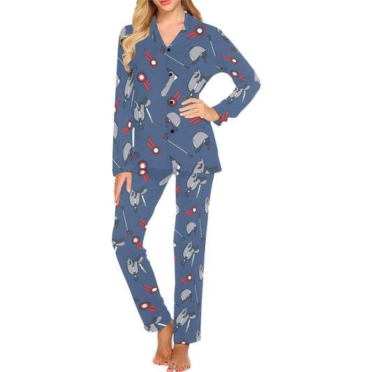 Equestrian Equipment Background Women's Long Pajama Set