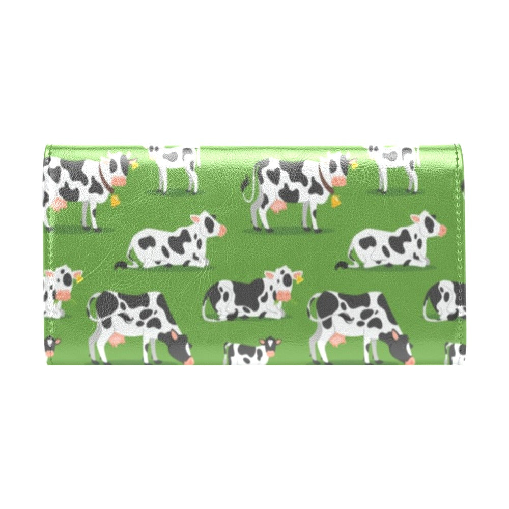 Cow Happy Print Pattern Women's Trifold Wallet