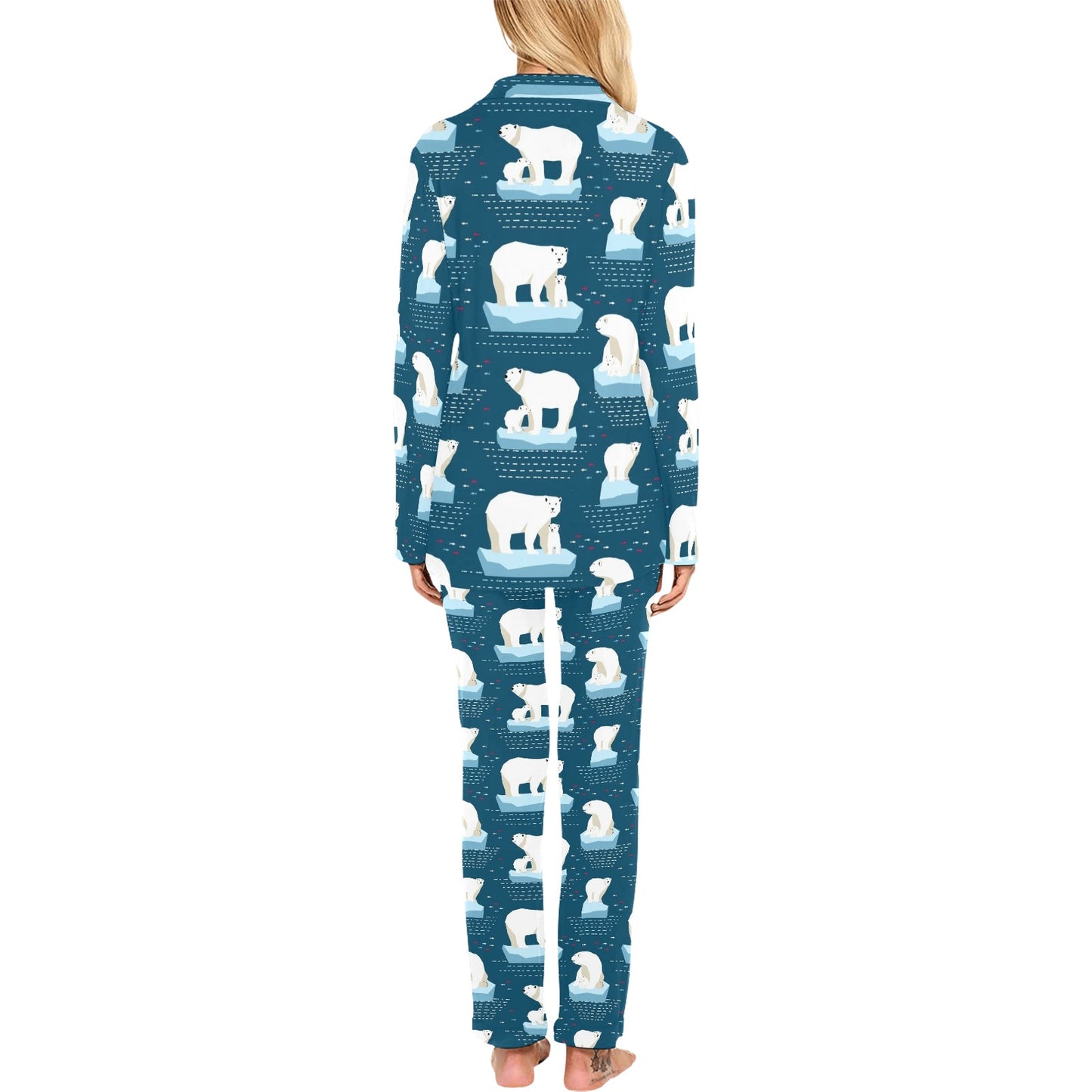 Polar Bear Pattern Print Design PB02 Women's Long Pajama Set