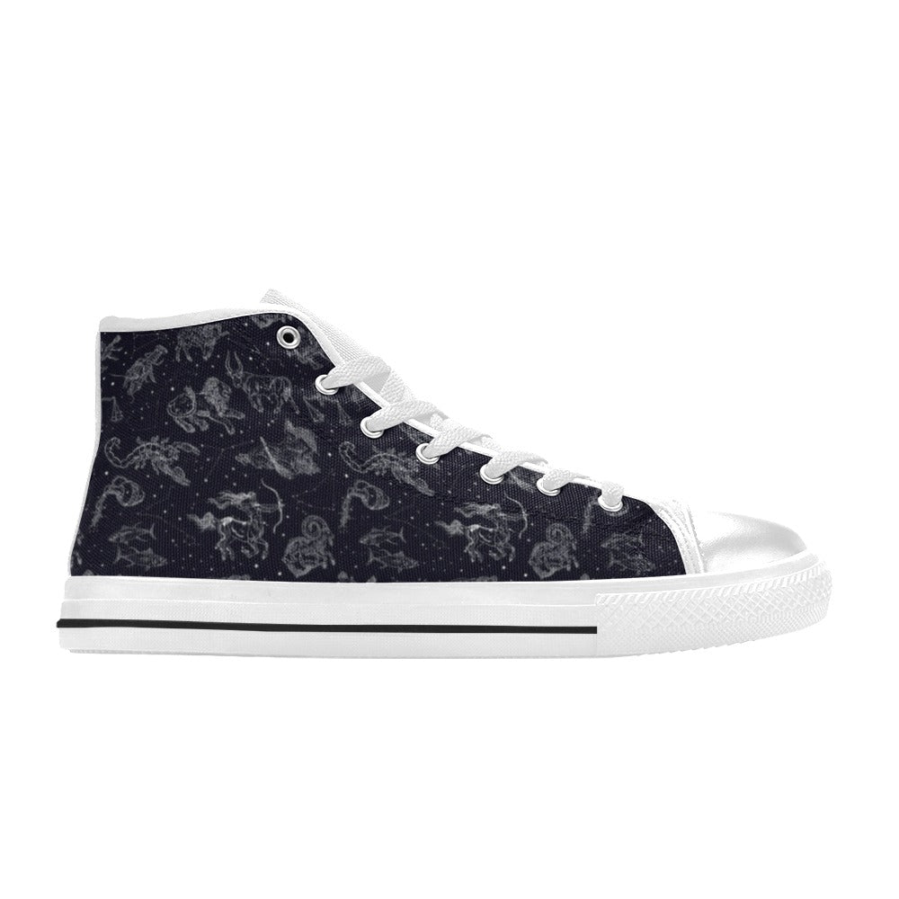 Zodiac Print Design LKS304 Men's High Top Canvas Shoes