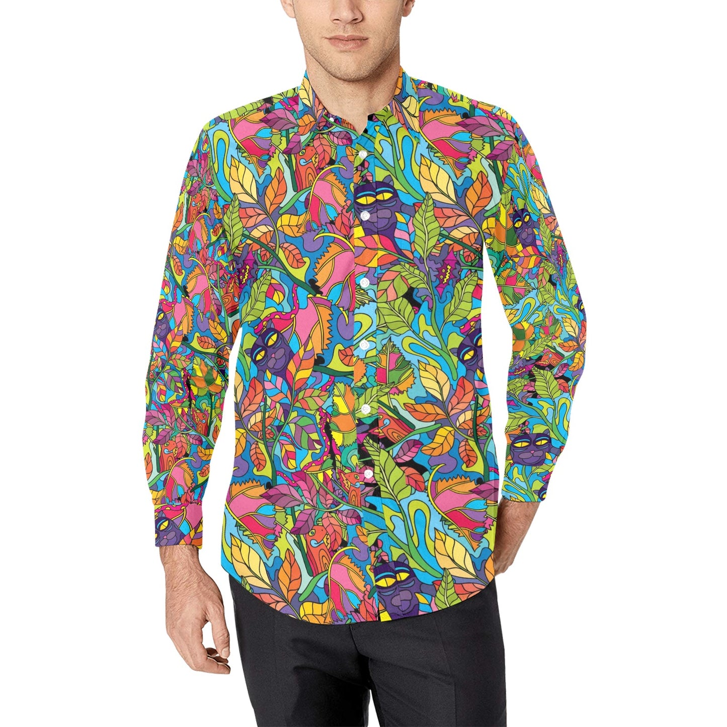 Trippy Print Design LKS301 Men's Long Sleeve Dress Shirt