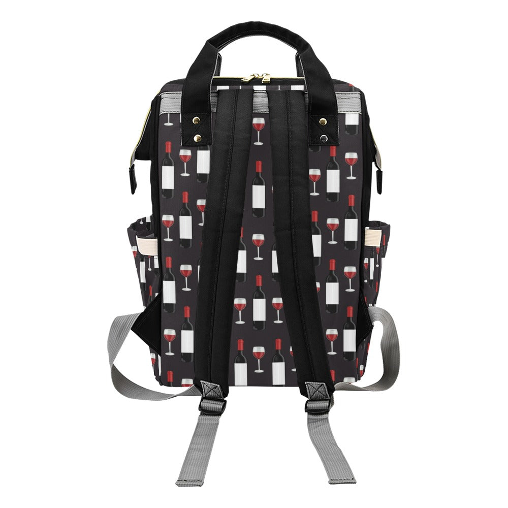 Wine Print Design LKS309 Diaper Bag Backpack