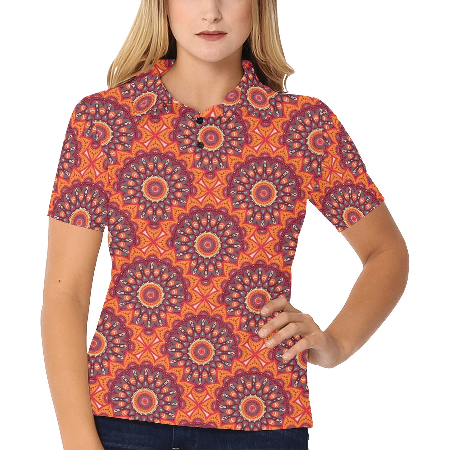 Bohemian Pattern Print Design 04 Women's Polo Shirt