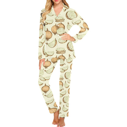 Onion Pattern Print Design A02 Women's Long Pajama Set
