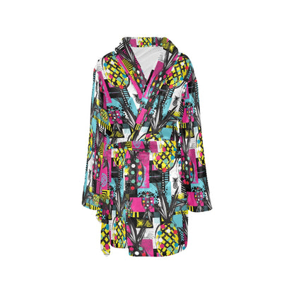 Pop Art Pineapple Pattern Print Design A02 Women's Fleece Robe
