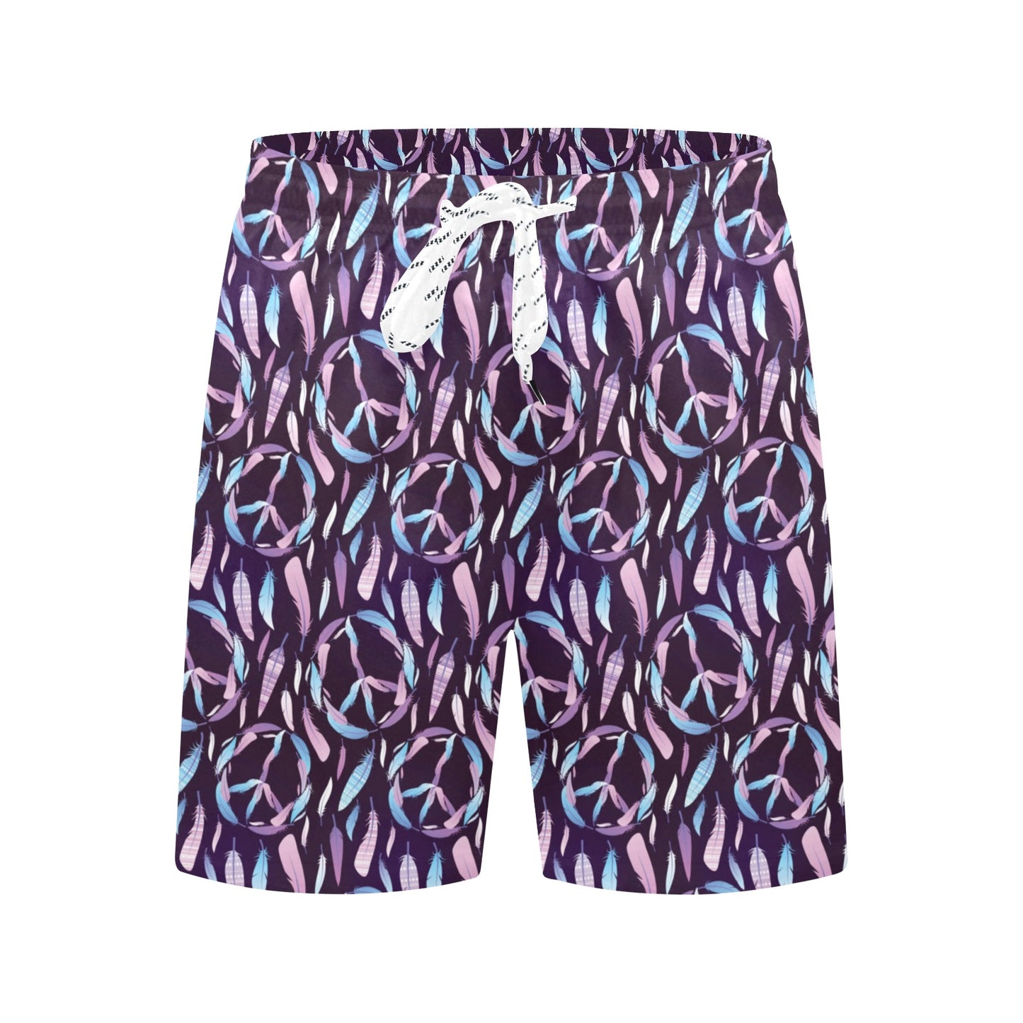 Peace Sign Feather Design Print Men's Swim Trunks Beach Shorts