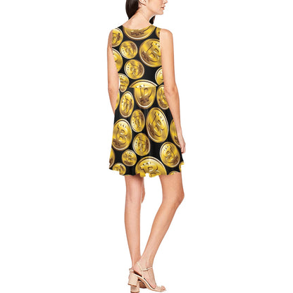 Bitcoin Pattern Print Design DO05 Sleeveless Dress