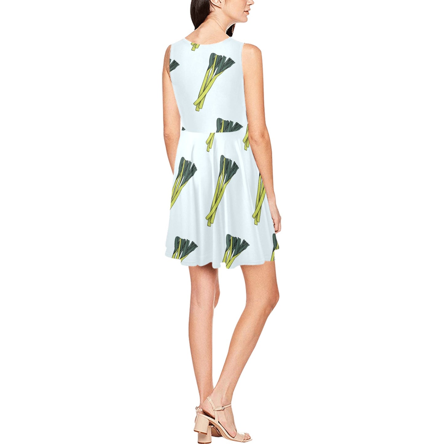 Leek Pattern Print Design 03 Sleeveless Dress