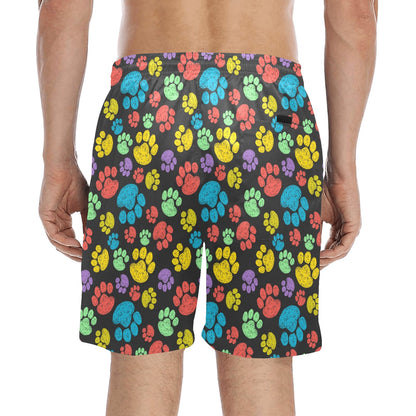 Paw Colorful Print Men's Swim Trunks Beach Shorts