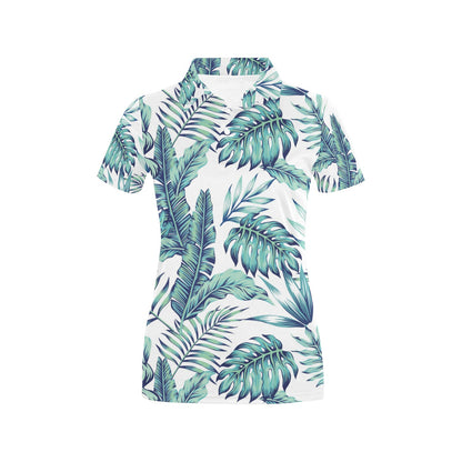 Pattern Tropical Palm Leaves Women's Polo Shirt