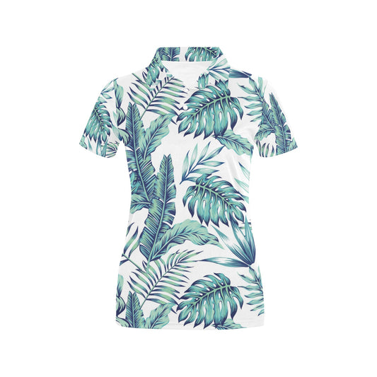 Pattern Tropical Palm Leaves Women's Polo Shirt