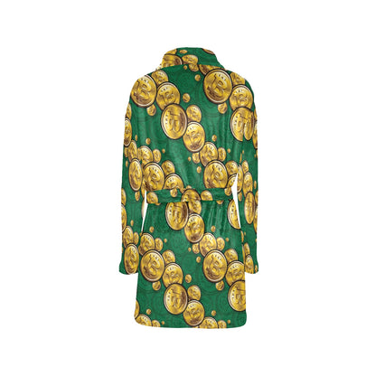 Bitcoin Pattern Print Design DO02 Women's Fleece Robe