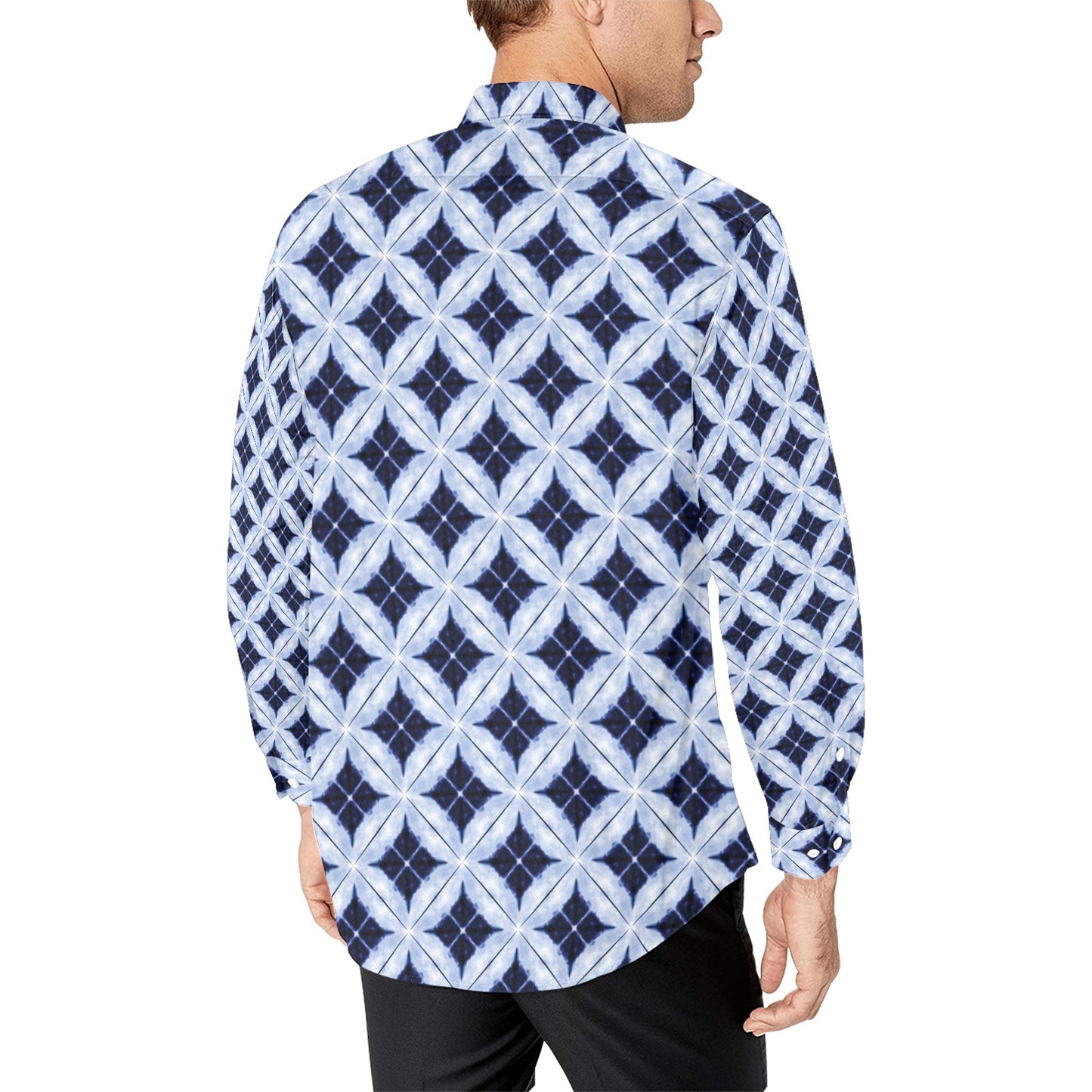 Tie Dye Print Design LKS308 Men's Long Sleeve Dress Shirt