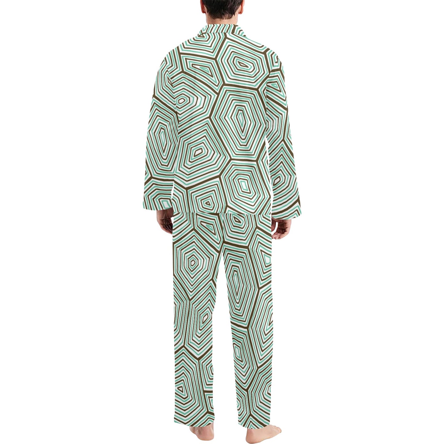 Sea Turtle Skin Print Men's Long Pajama Set