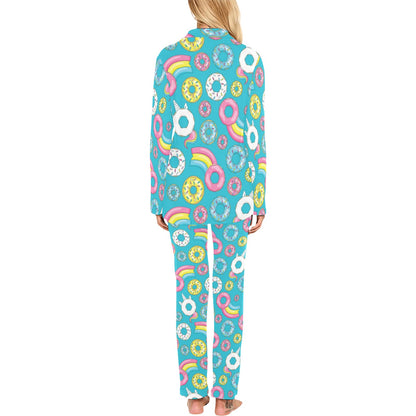 Donut Pattern Print Design DN013 Women's Long Pajama Set