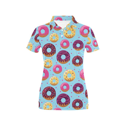 Donut Pattern Print Design DN07 Women's Polo Shirt