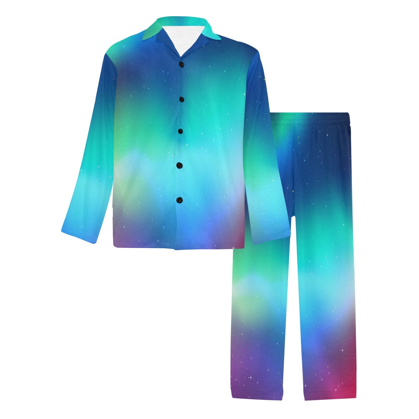 Aurora Borealis Pattern Print Design 02 Men's Long Pajama Set