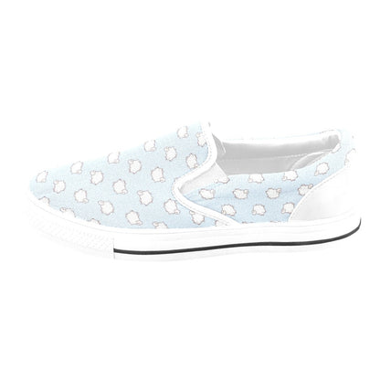Samoyeds Print Design LKS301 White Slip Ons Canvas Women's Shoes