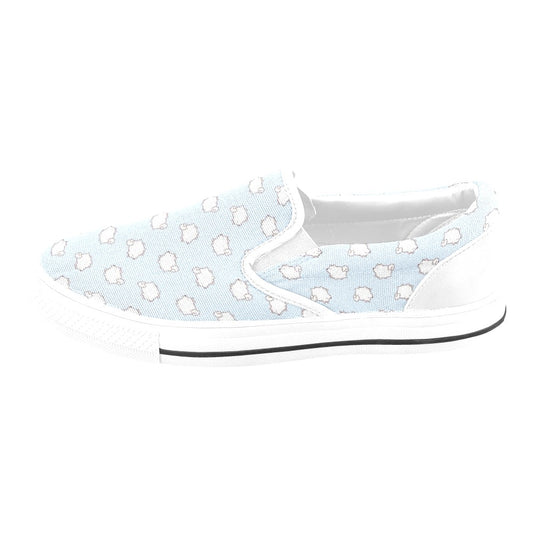 Samoyeds Print Design LKS301 White Slip Ons Canvas Women's Shoes