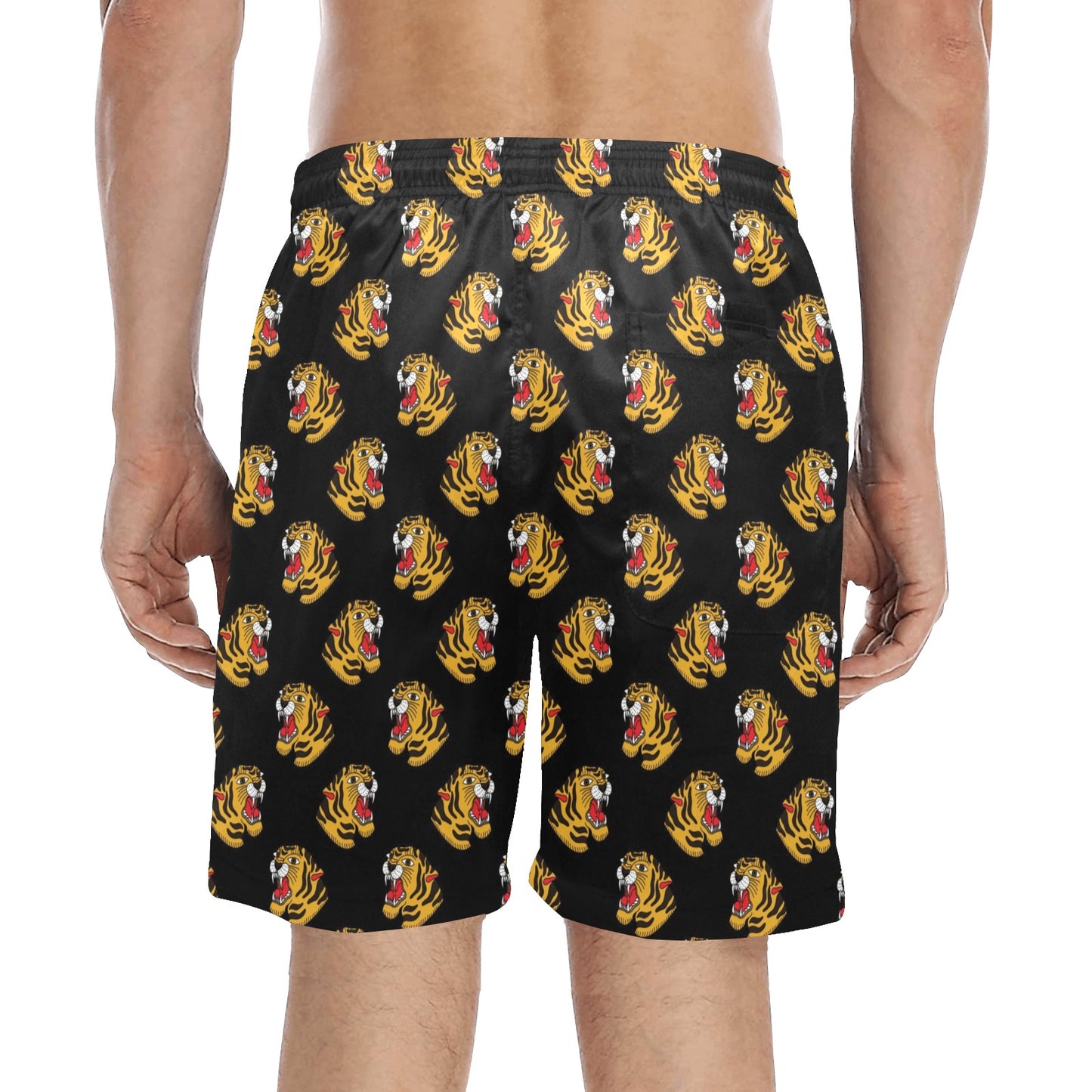 Tiger Head Print Design LKS306 Men's Swim Trunks Beach Shorts