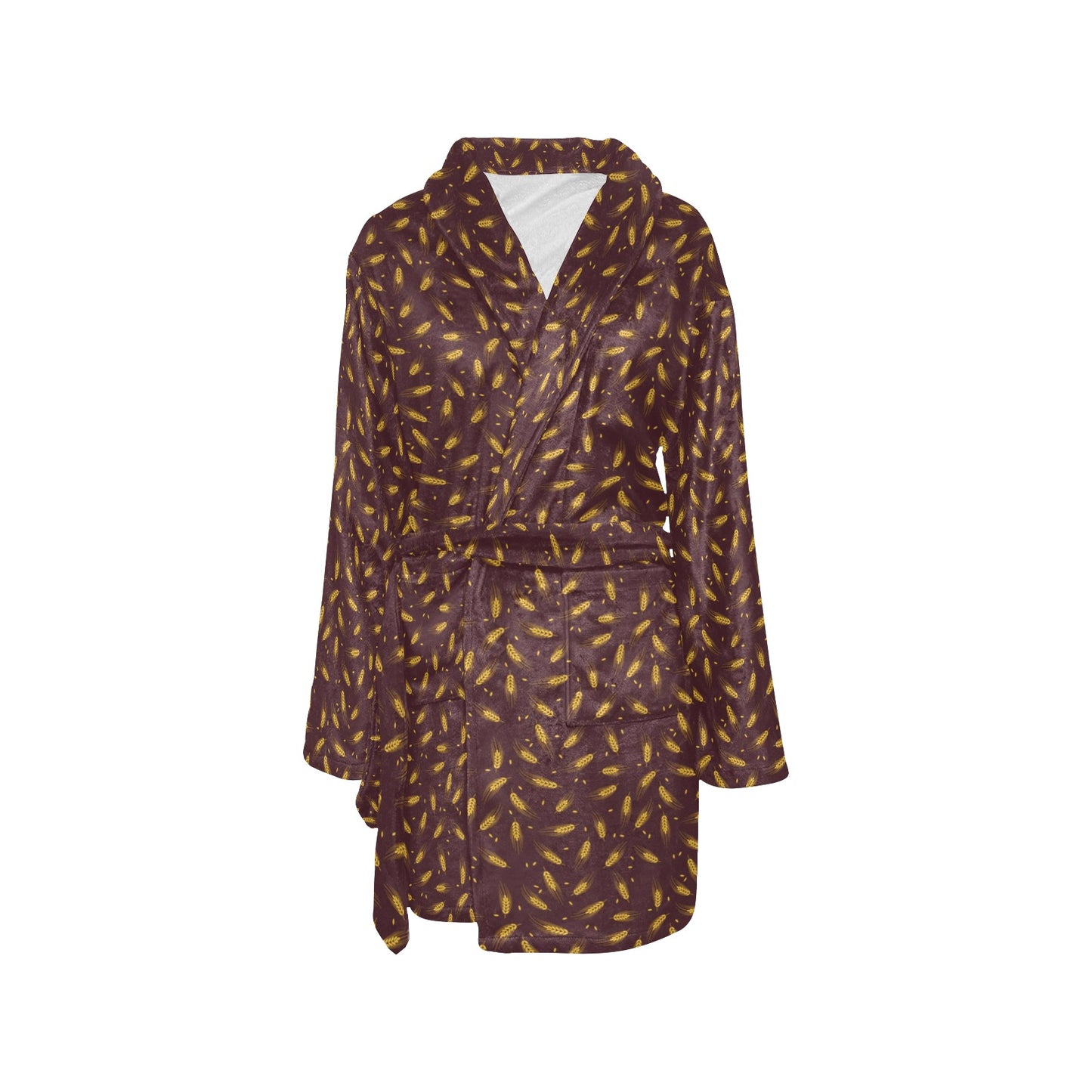 Agricultural Gold Wheat Print Pattern Women's Fleece Robe