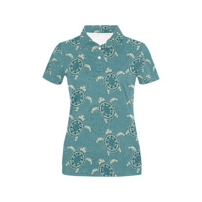 Sea Turtle Pattern Print Design T02 Women's Polo Shirt