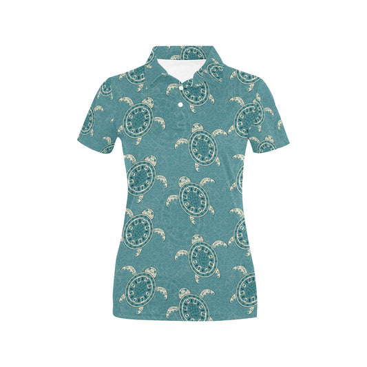 Sea Turtle Pattern Print Design T02 Women's Polo Shirt