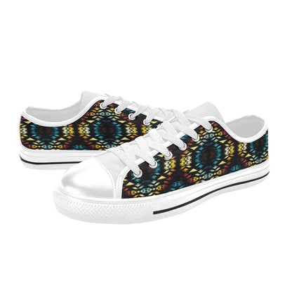 Tribal Pattern Print Design LKS309 Women's White Low Top Shoes