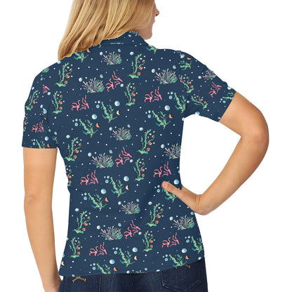 Seaweed Print Design LKS306 Women's Polo Shirt