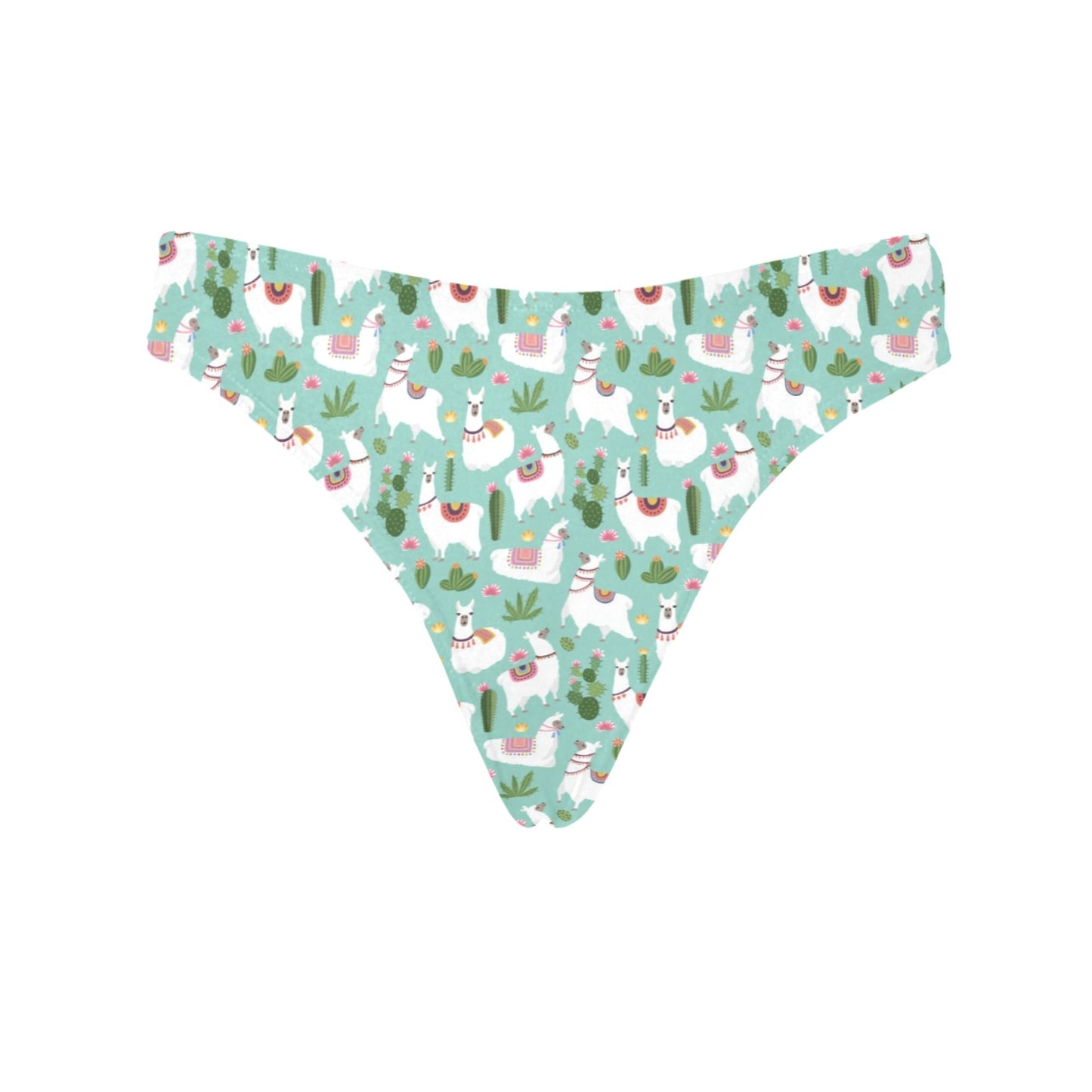 Llama with Cactus Themed Print Women's Thongs