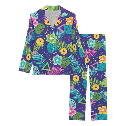 Hawaiian Themed Pattern Print Design H014 Women's Long Pajama Set