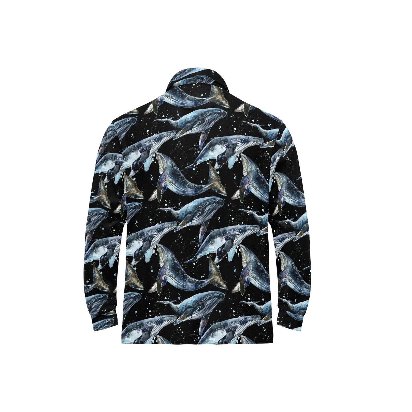 Humpback Whale Pattern Print Design 01 Long Sleeve Polo Shirt For Men's