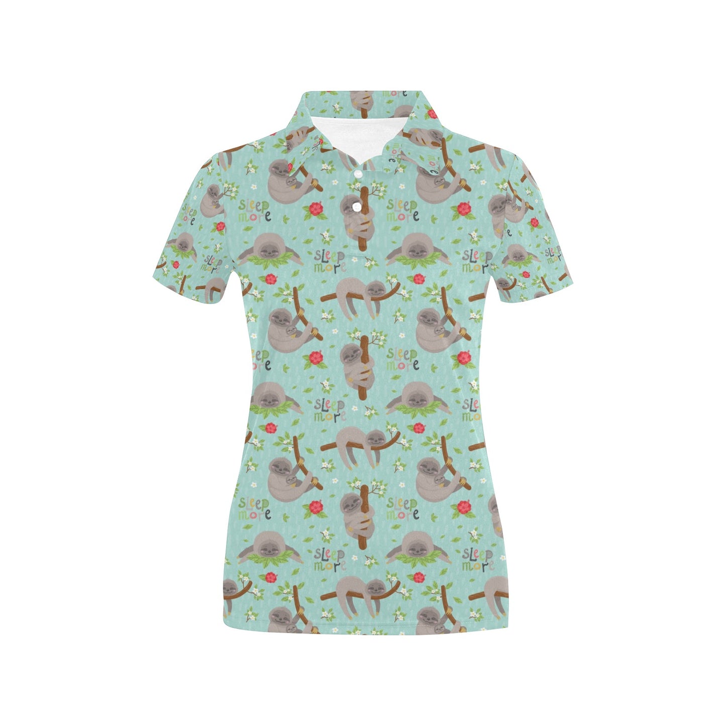 Sloth Print Design LKS305 Women's Polo Shirt