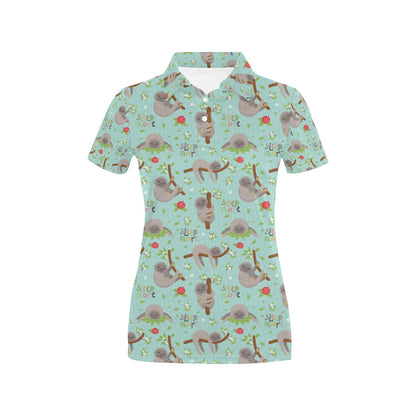 Sloth Print Design LKS305 Women's Polo Shirt