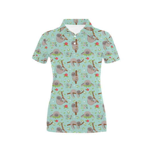Sloth Print Design LKS305 Women's Polo Shirt